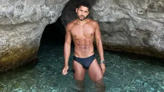 Jacob Maynard is Always Suave in Sexy Black Swimwear
